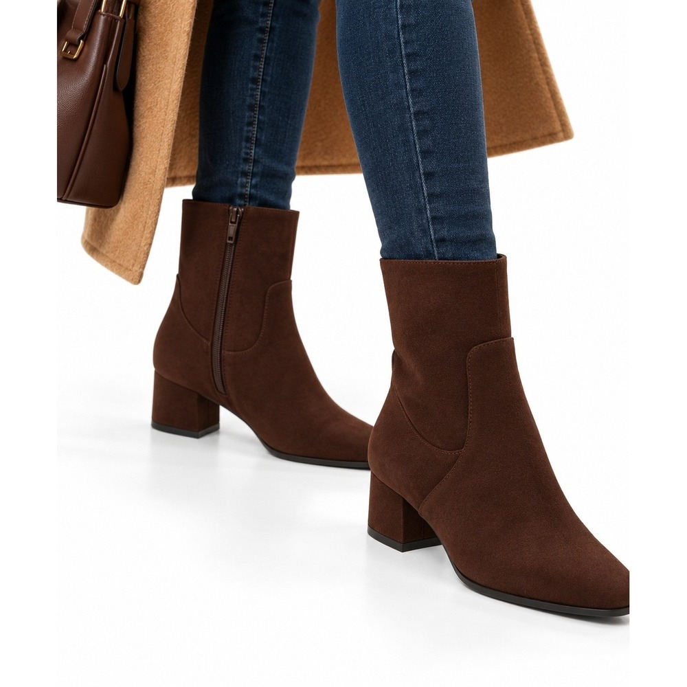 Universal Thread Coral Brown Ankle Boots Womens 7W Block Heel Square Toe New